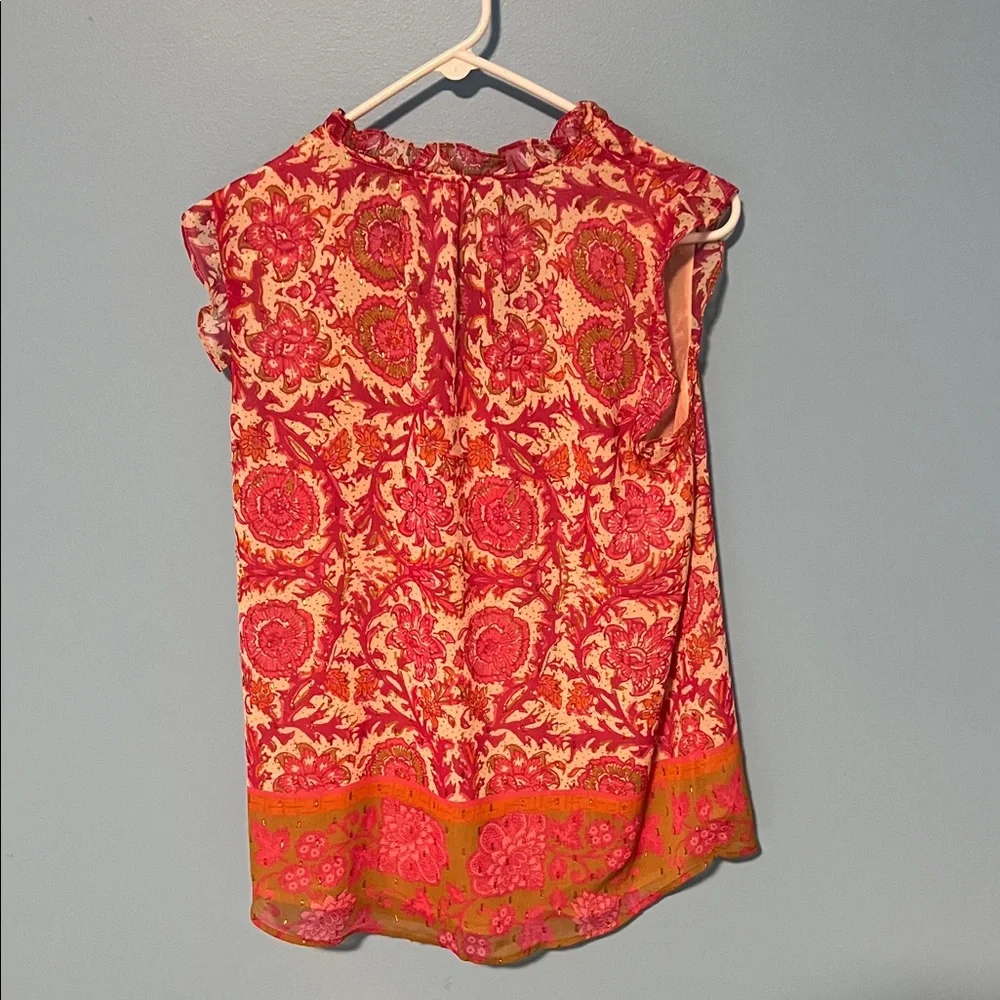 Joie Pink and Cream Floral Ruffle-Trim Camisole - Picture 3 of 3